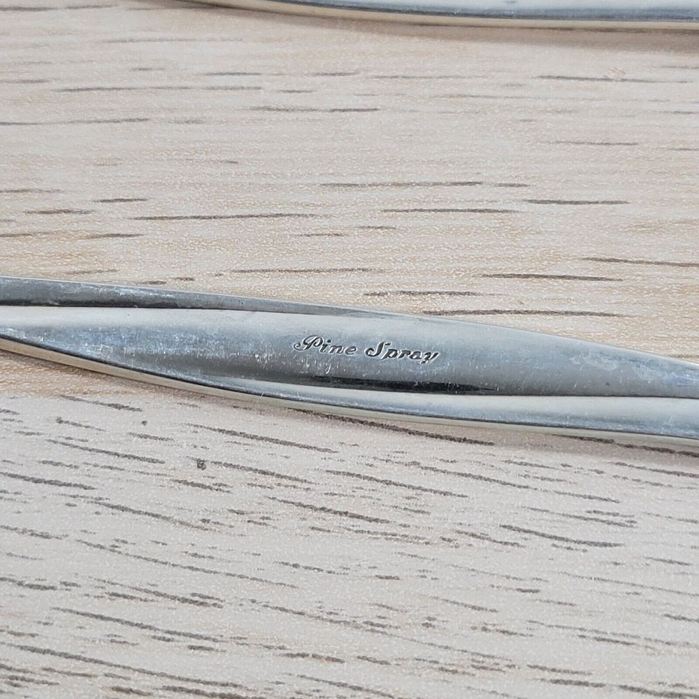 International Sterling PINE SPRAY 4 Pieces 925 Silverware Fork Knife Spoon - Picture 6 of 10